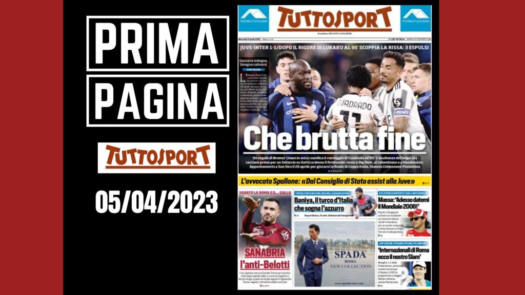 Prima pagina Tuttosport: "Che brutta fine"