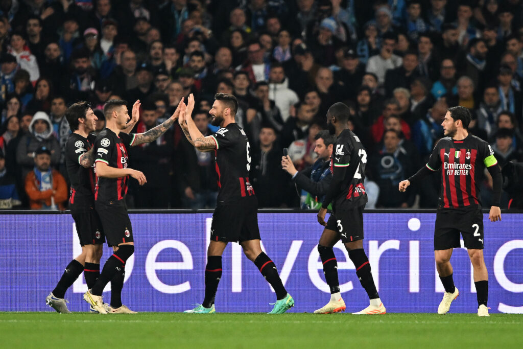 esultanza Giroud AC Milan Napoli-Milan Champions League 2022-2023