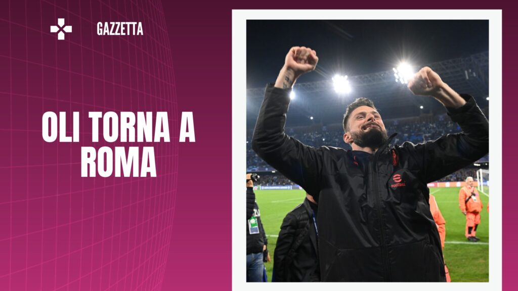Olivier Giroud, attaccante del Milan, torna a Roma