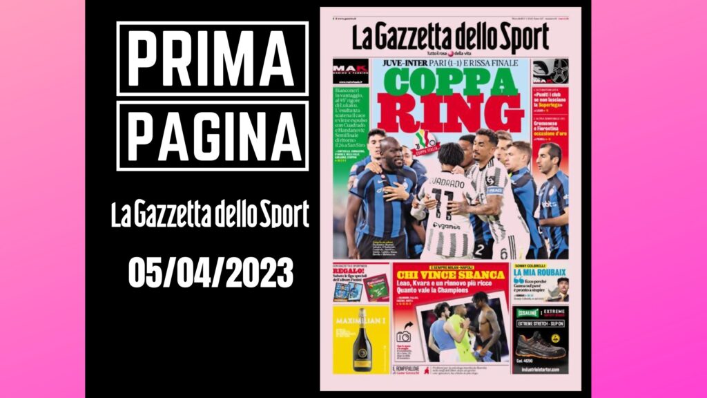 Prima pagina Gazzetta dello Sport: "Coppa Ring"