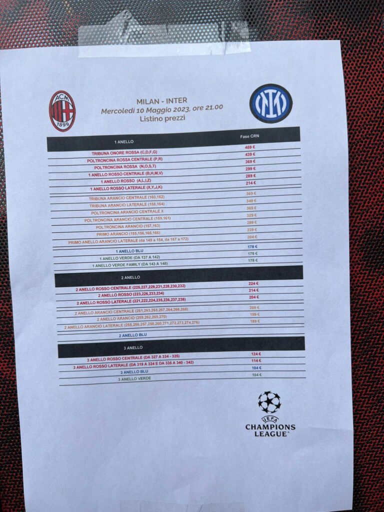Milan-Inter, biglietti CCR