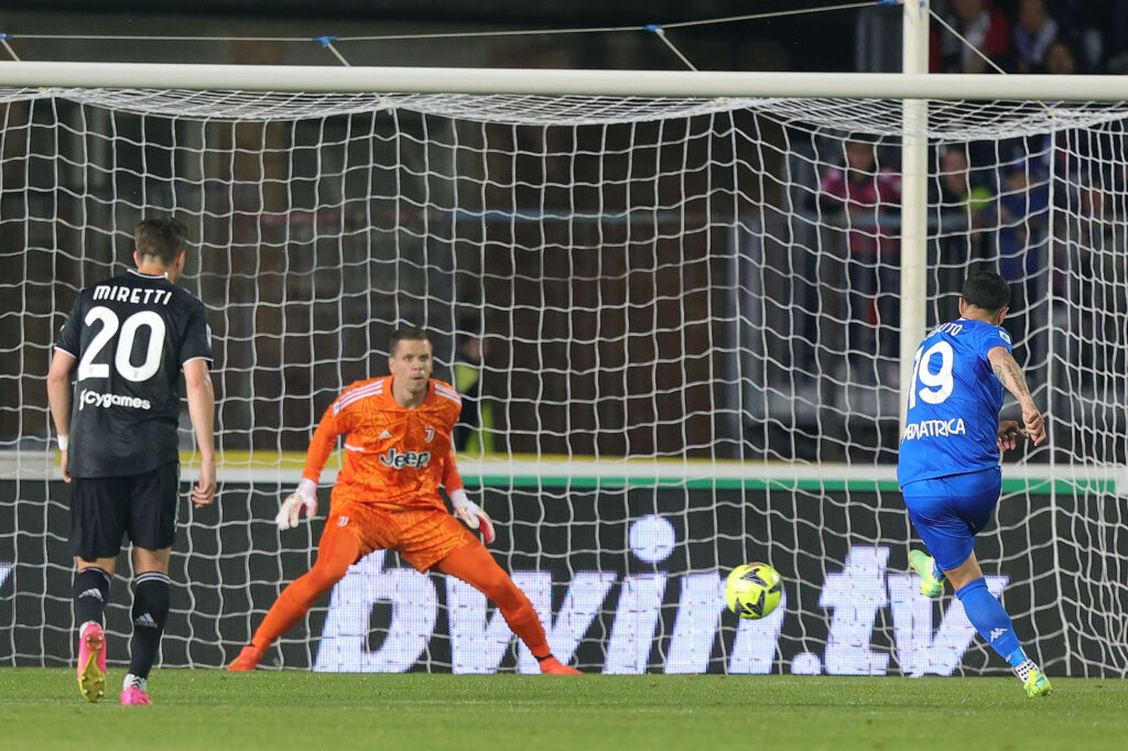 Empoli-Juventus 4-1 gol rigore Caputo Serie A 2022-2023