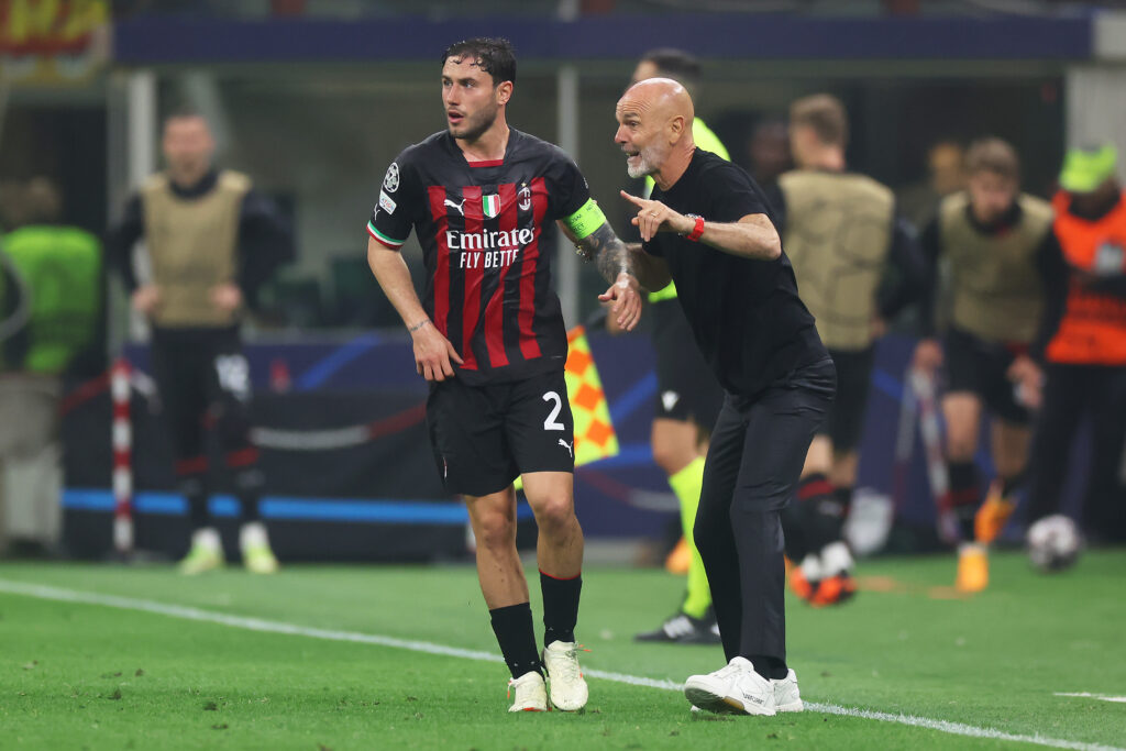 Davide Calabria e Stefano Pioli, calciatore e allenatore del Milan (getty images)