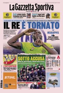 Prima Pagina Gazzetta dello Sport 14/05/2023