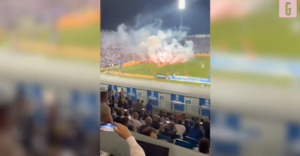 Serie B, Brescia-Cosenza interrotta per fumogeni | VIDEO (screen Gazzetta.it)