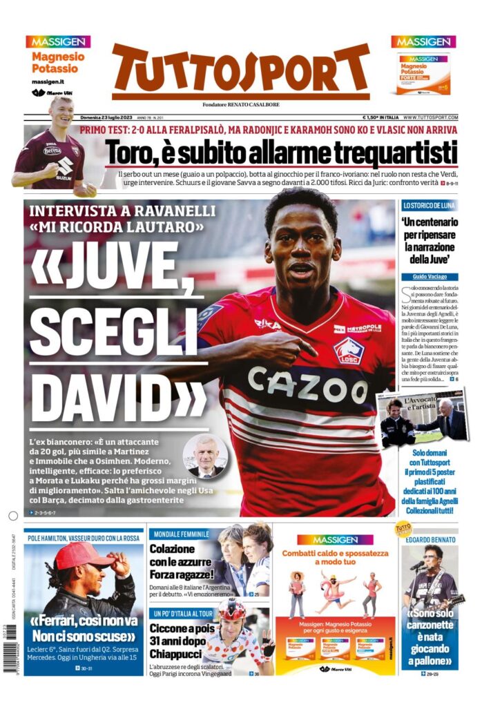 Prima pagina Tuttosport