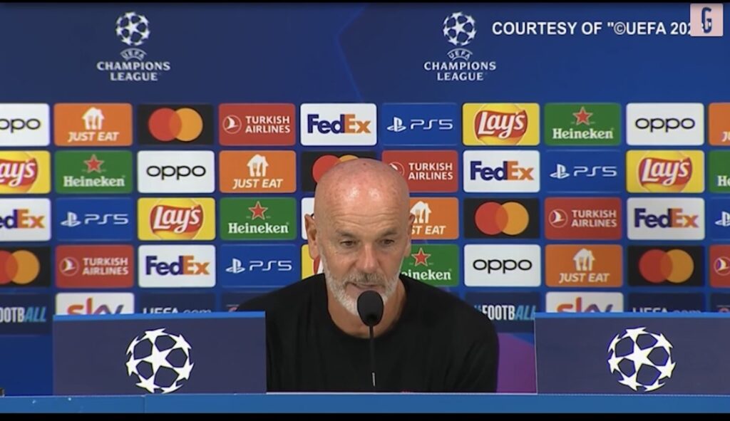 Stefano Pioli AC Milan Milan-Newcastle 0-0 Champions League 2023-2024 conferenza stampa