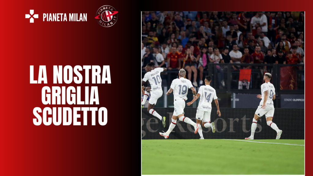 Esultanza dei giocatori del Milan durante Roma-Milan 1-2 Serie A 2023-2024