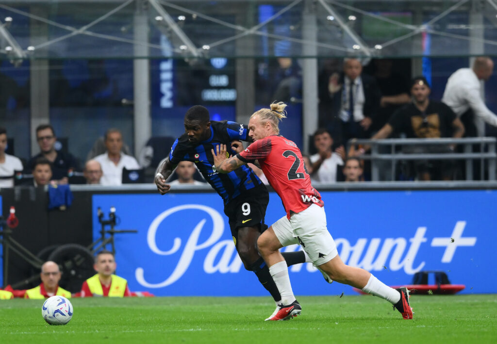 Simone Kjaer, difensore del Milan, qui durante Inter-Milan Serie A 2023/24