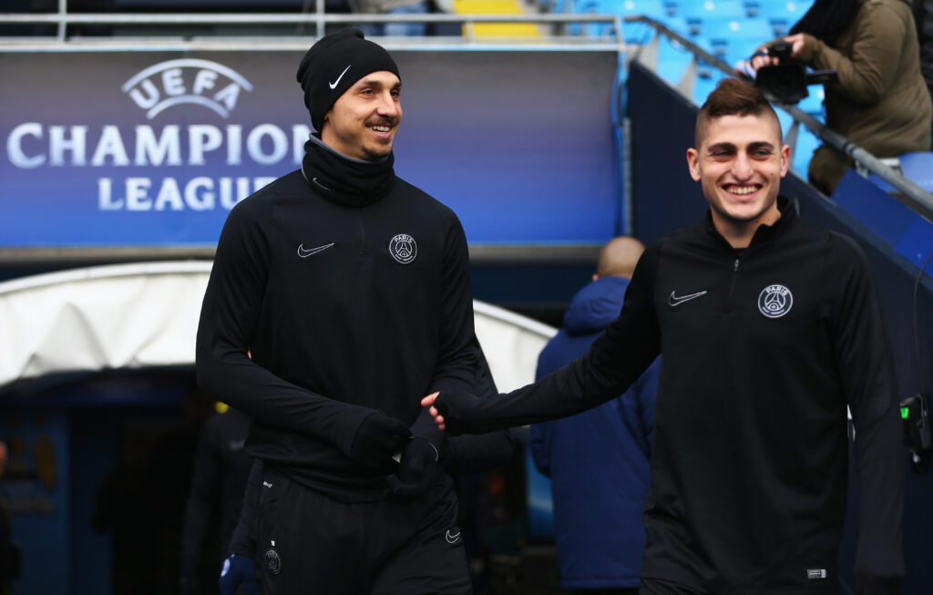 Zlatan Ibrahimovic e Marco Verratti, ex compagni di squadra al Psg