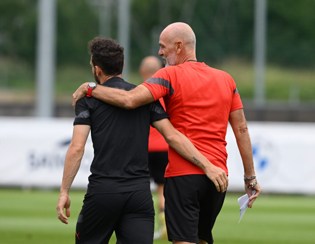Stefano Pioli e Alessandro Florenzi, qui durante un allenamento del Milan (getty images)