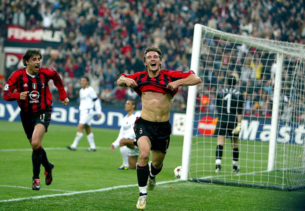 esultanza Shevchenko AC Milan derby Milan-Inter 2-0 Champions League 2004-2005