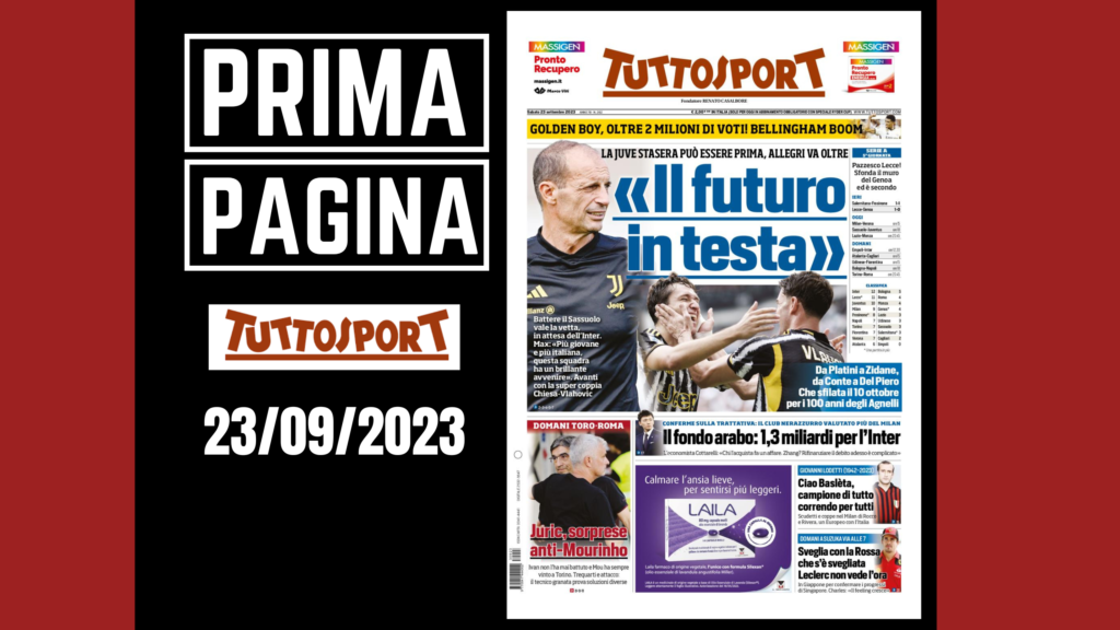 Prima pagina Tuttosport: "Juventus, il futuro in testa"