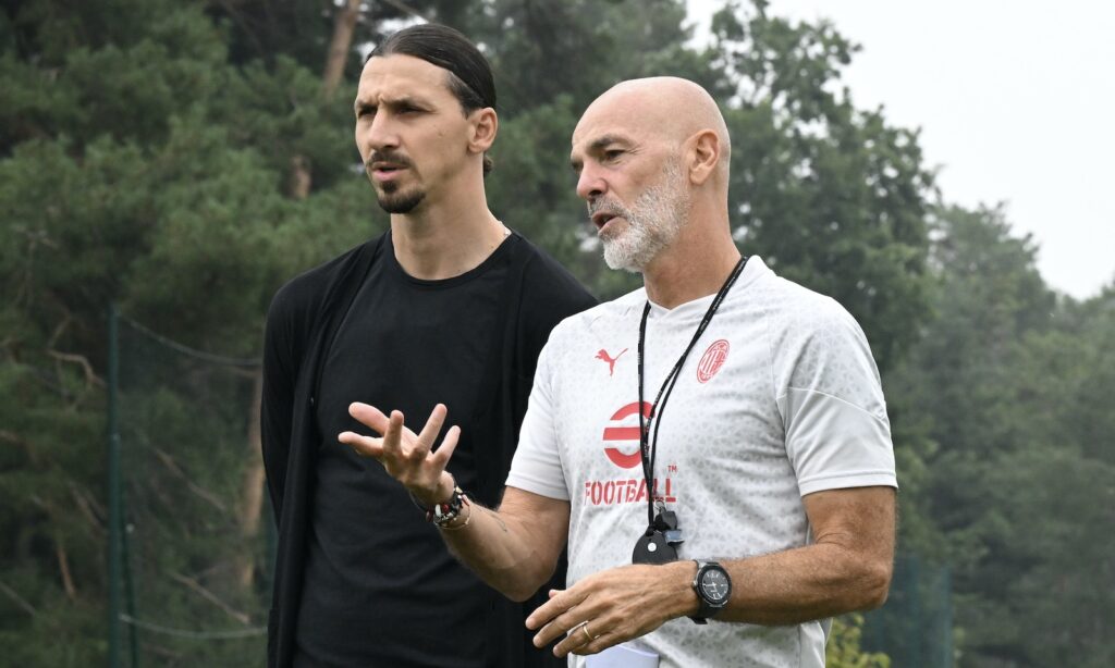 Ibrahimovic Pioli AC Milan allenamento Milan Milanello