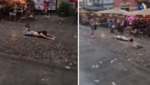 Milan-Newcastle, i tifosi inglesi 'scivolano' sui Navigli | VIDEO (screen Gazzetta.it)