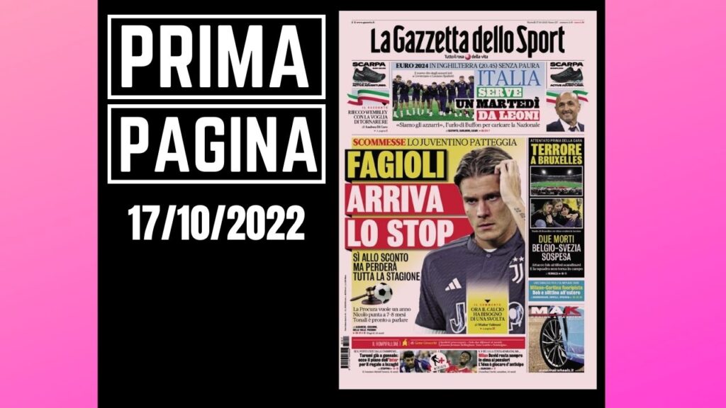 Prima Pagina della Gazzetta dello Sport martedì 17 ottobre