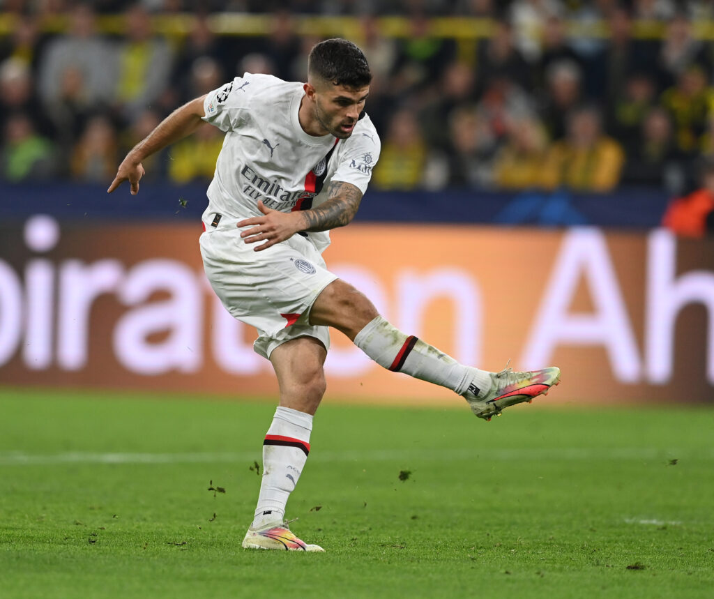 Christian Pulisic, attaccante del Milan. Qui in Borussia Dortmund-Milan (getty images)
