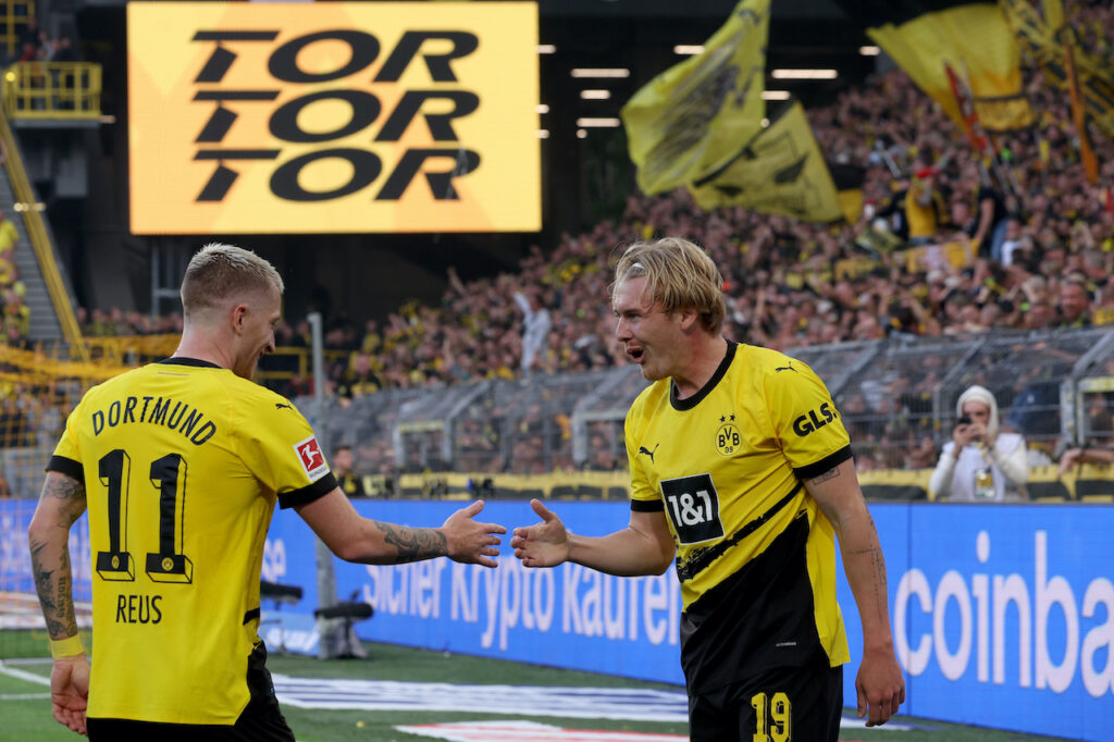 Borussia Dortmund-Union Berlino 4-2 Bundesliga 2023-2024 esultanza gol Brandt