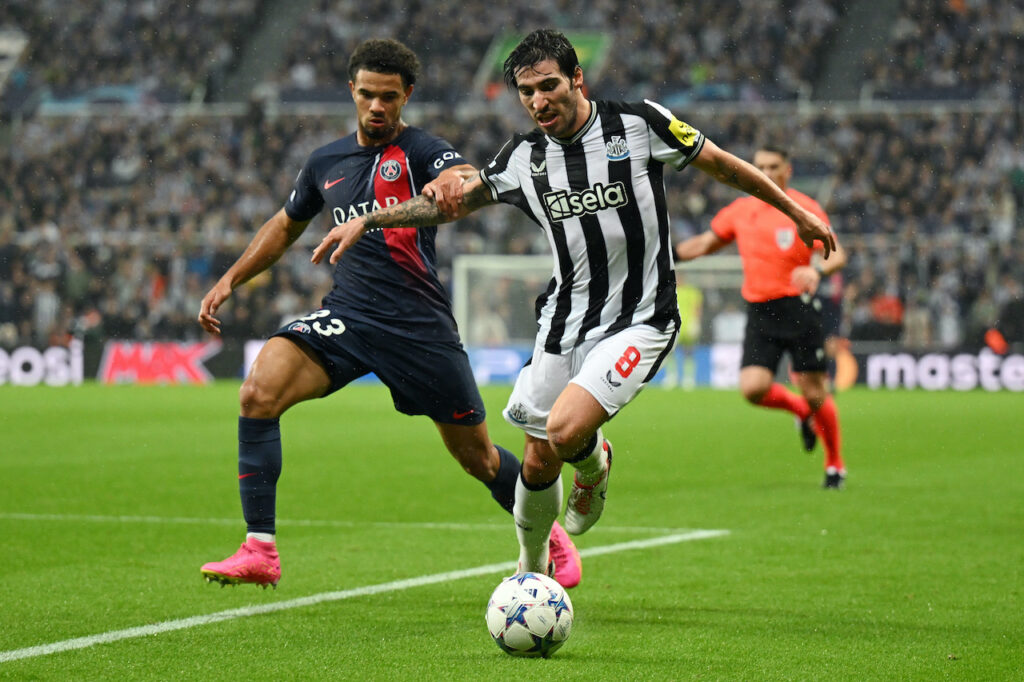 Sandro Tonali Newcastle-PSG 4-1 Champions League 2023-2024