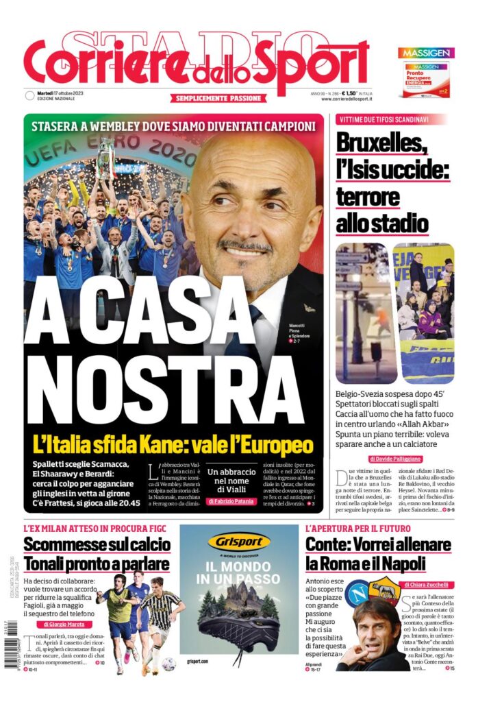 Prima Pagina Corriere dello Sport martedì 17 ottobre