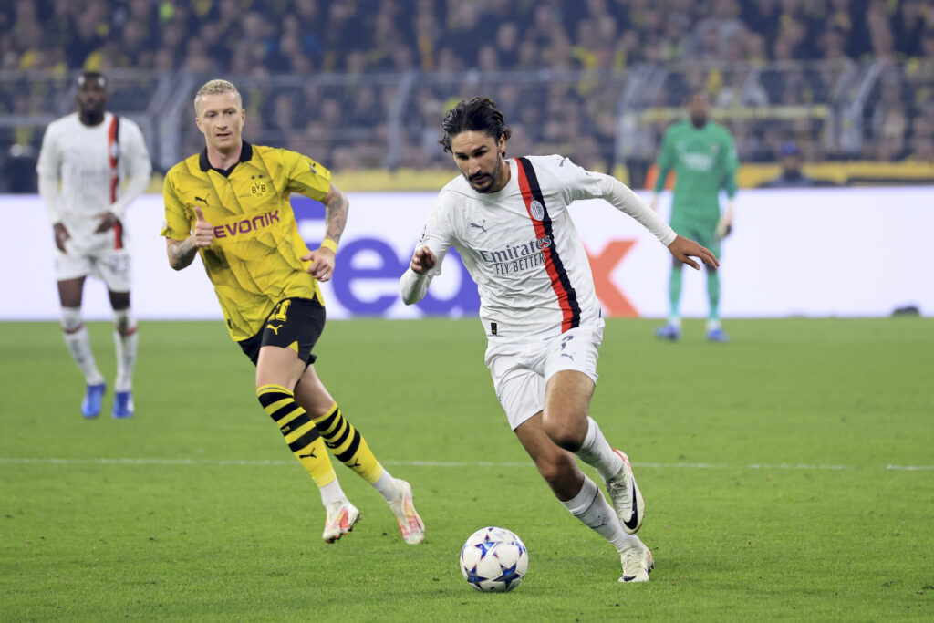 Yacine Adli, centrocampista del Milan. Qui in Borussia Dortmund-Milan (getty images)