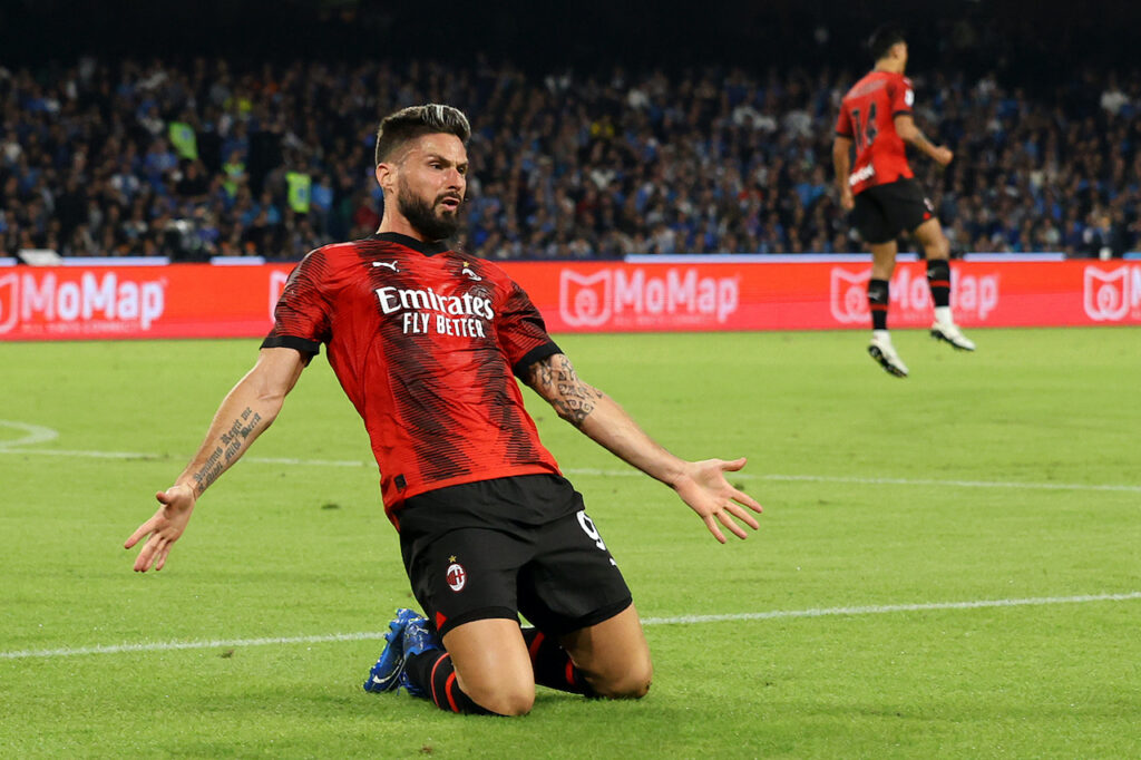 esultanza gol Olivier Giroud AC Milan Napoli-Milan 2-2 Serie A 2023-2024
