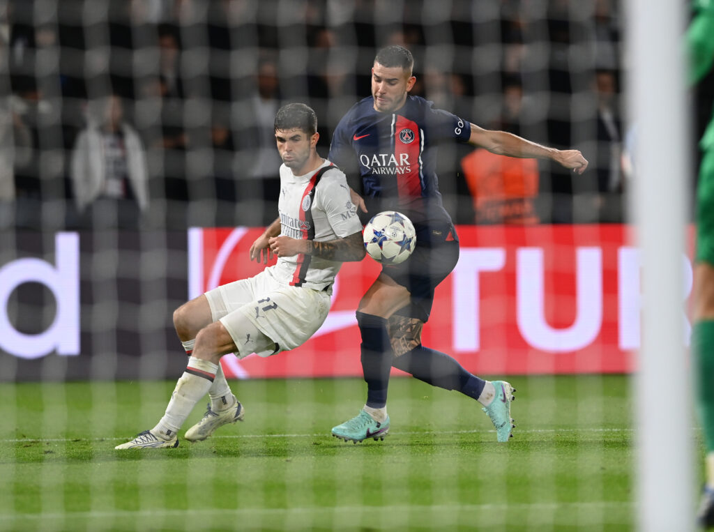 Christian Pulisic AC Milan PSG-Milan 3-0 Champions League 2023-2024