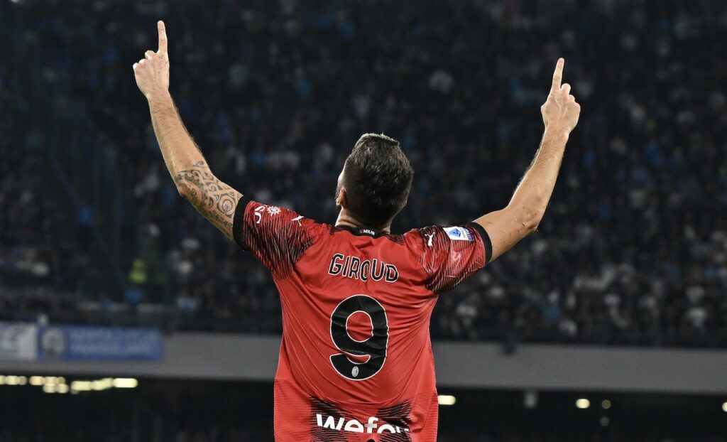 esultanza gol Olivier Giroud AC Milan Napoli-Milan 2-2 Serie A 2023-2024