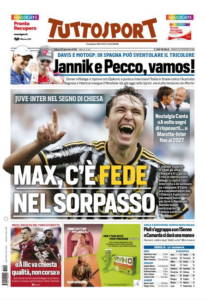La prima pagina di Tuttosport 25/11/2023