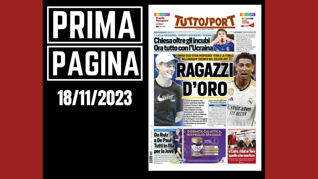 Prima pagina Tuttosport: "Ragazzi d'Oro"