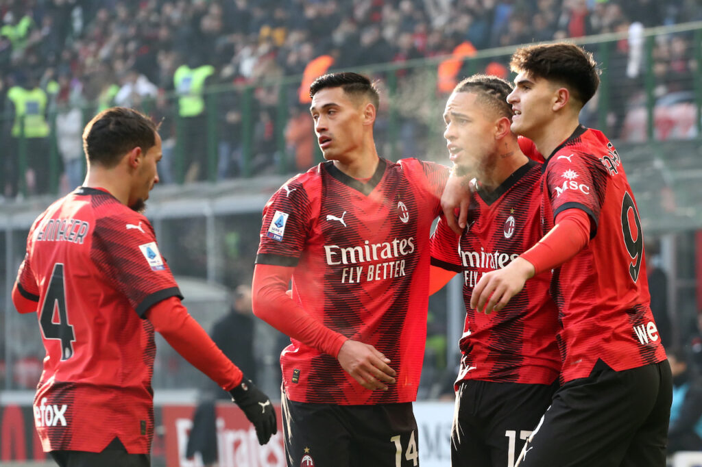 esultanza Noah Okafor AC Milan Milan-Monza 3-0 Serie A 2023-2024