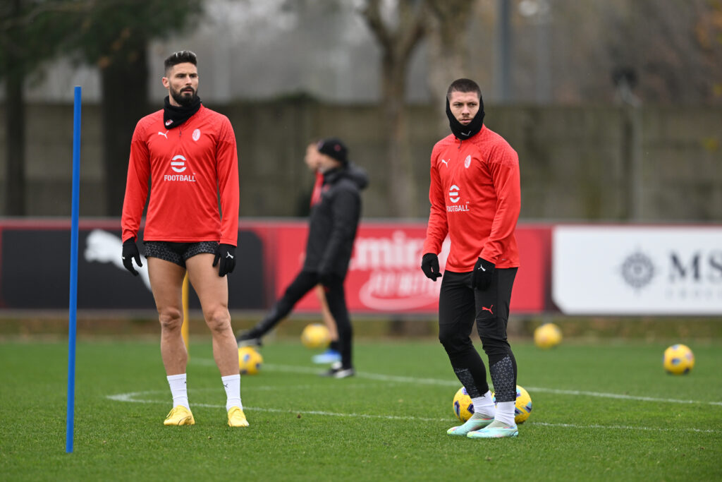 Jovic Giroud allenamento AC Milan
