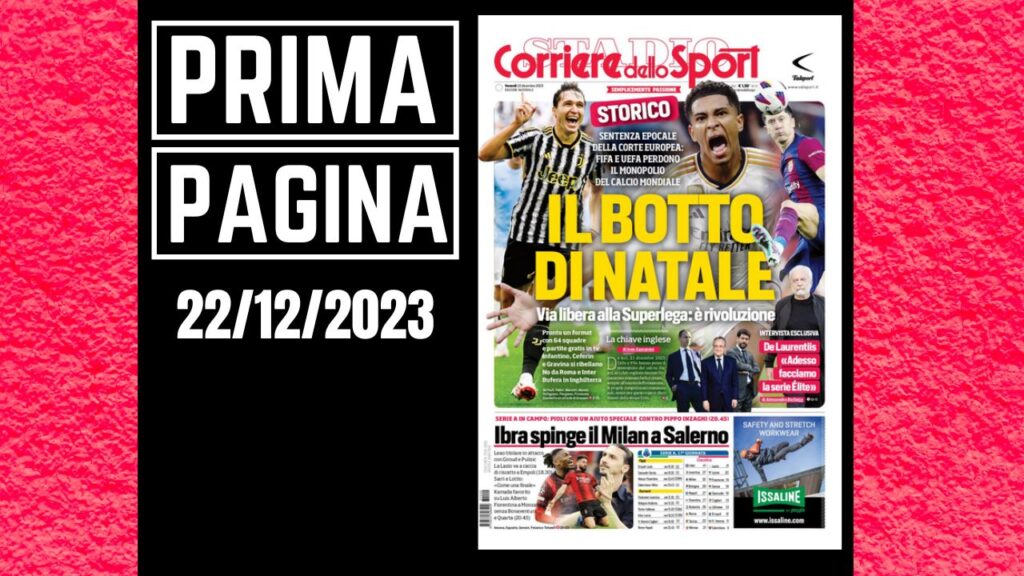 Prima pagina Corriere dello Sport: "Superlega il botto di Natale"