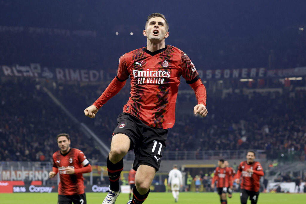 esultanza Christian Pulisic AC Milan Milan-Sassuolo 1-0 Serie A 2023-2024