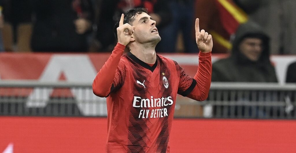 esultanza Christian Pulisic AC Milan Milan-Sassuolo 1-0 Serie A 2023-2024