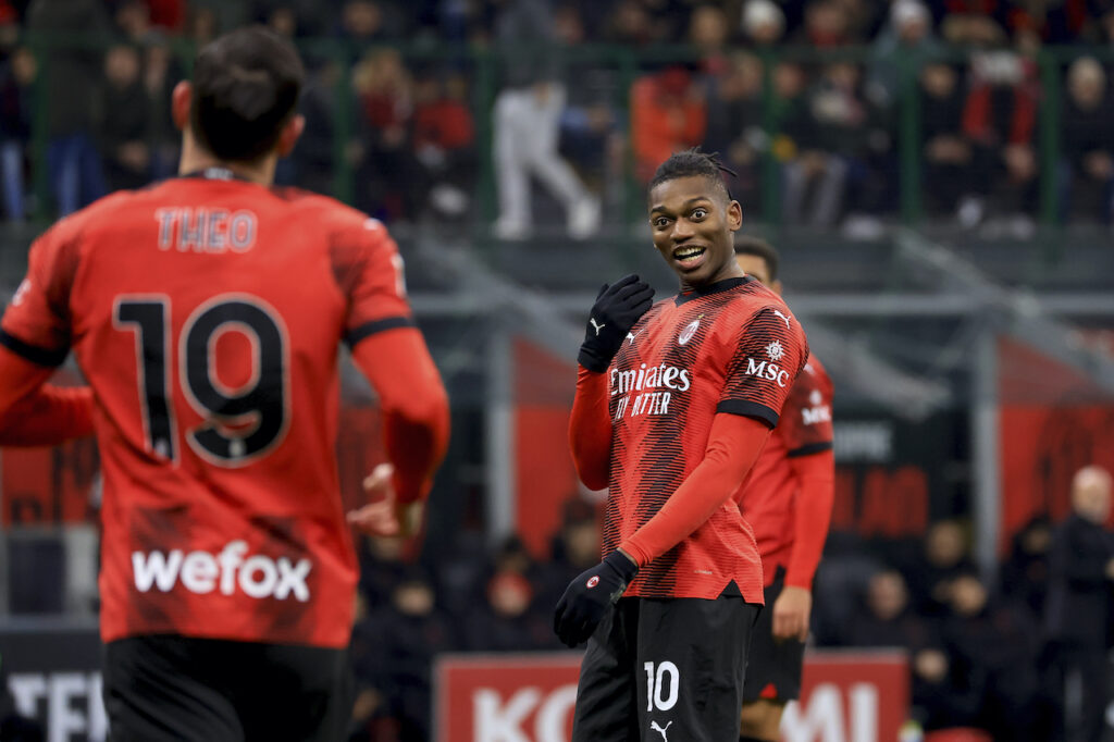 esultanza gol Rafael Leao AC Milan Milan-Atalanta 1-2 Coppa Italia 2023-2024