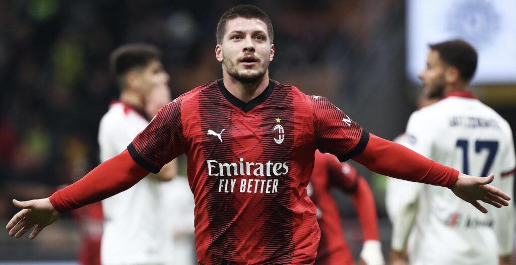 esultanza gol Luka Jovic AC Milan Milan-Cagliari 4-1 Coppa Italia 2023-2024
