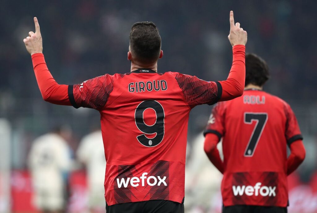 esultanza gol Olivier Giroud AC Milan Milan-Roma 3-1 Serie A 2023-2024