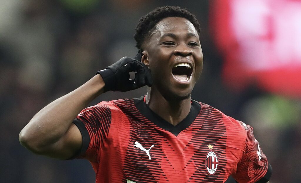 esultanza gol Chaka Traorè AC Milan Milan-Cagliari 4-1 Coppa Italia 2023-2024