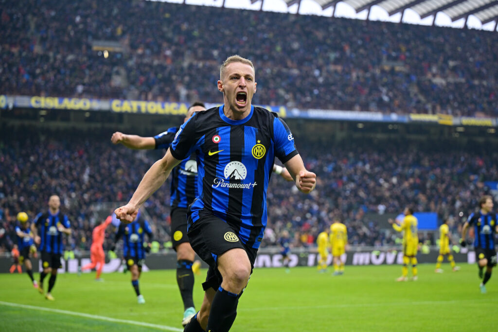 esultanza gol Davide Frattesi Inter-Verona 2-1 Serie A 2023-2024