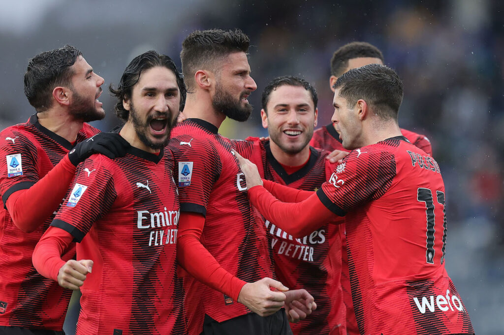 esultanza gol Olivier Giroud AC Milan Empoli-Milan 0-3 Serie A 2023-2024