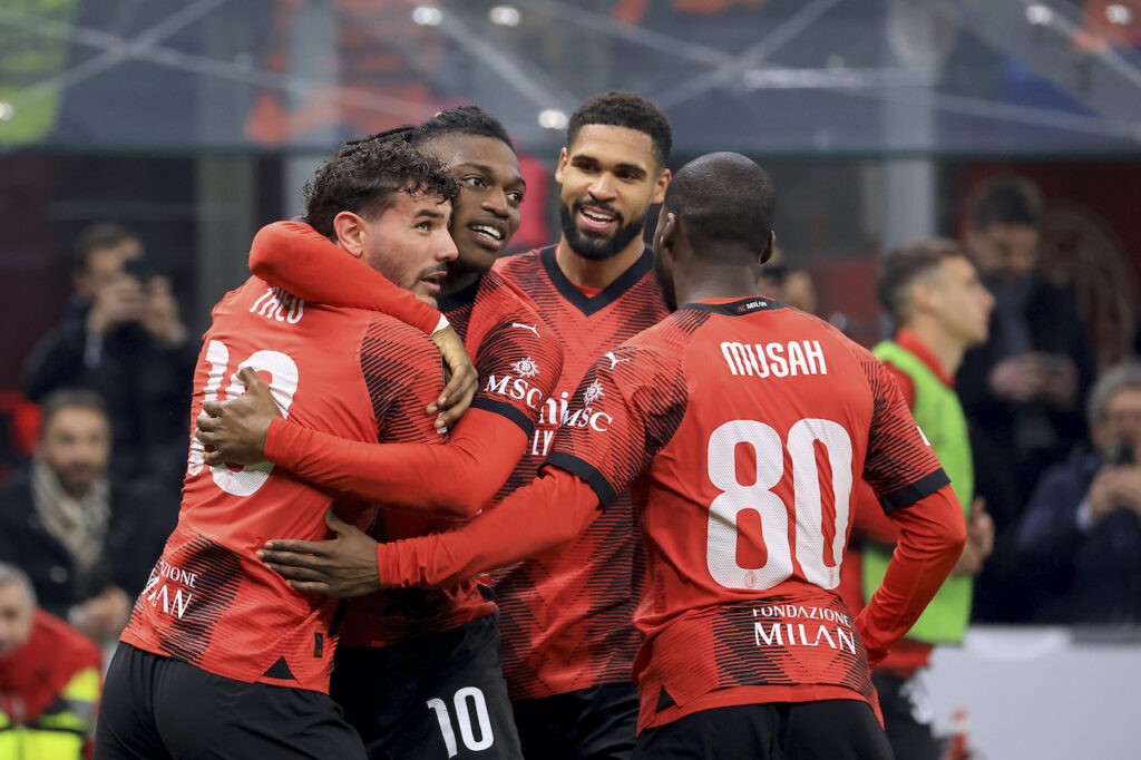 esultanza gol Rafael Leao AC Milan Milan-Rennes 3-0 Europa League 2023-2024