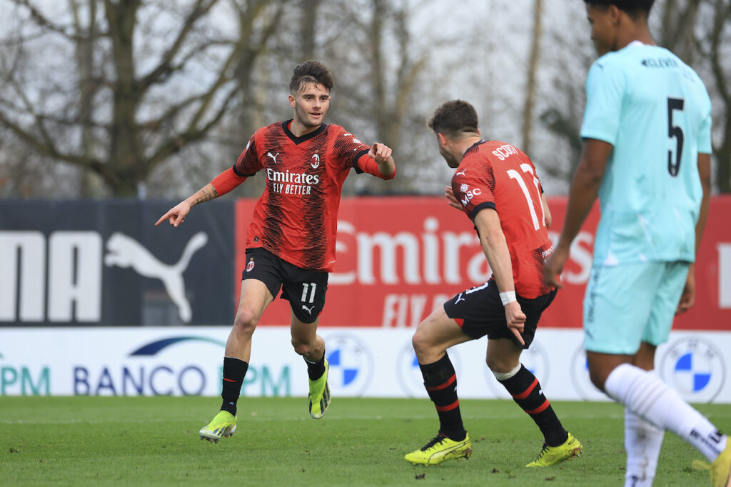 esultanza gol Diego Sia AC Milan Primavera Milan-Braga 2-2 Youth League 2023-2024