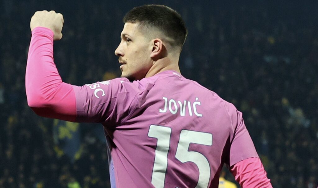 esultanza gol Luka Jovic AC Milan Frosinone-Milan 2-3 Serie A 2023-2024