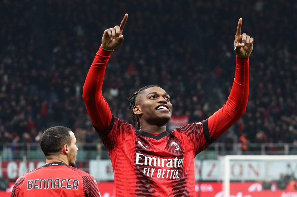 esultanza gol Rafael Leao AC Milan Milan-Atalanta 1-1 Serie A 2023-2024