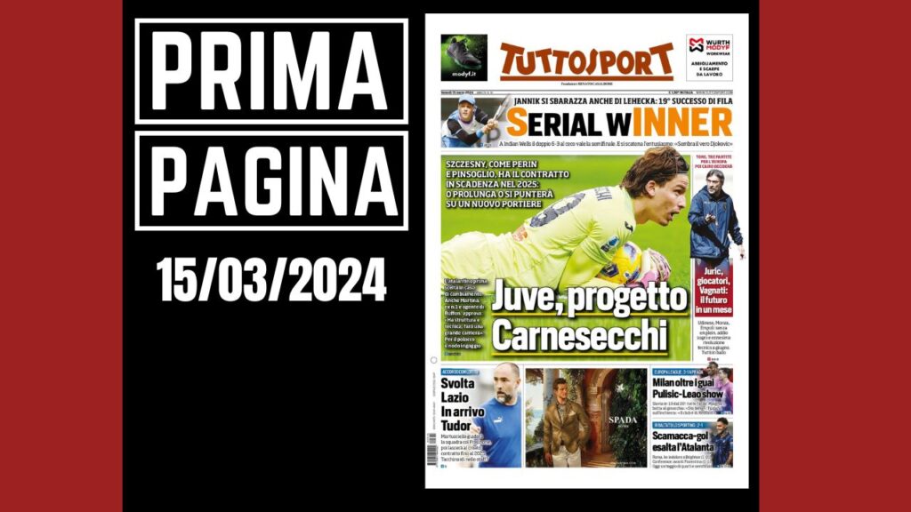 Prima pagina Tuttosport venerdì 15 marzo