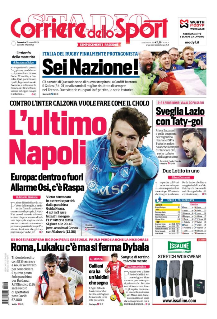 Prima Pagina Corriere dello Sport 17 marzo