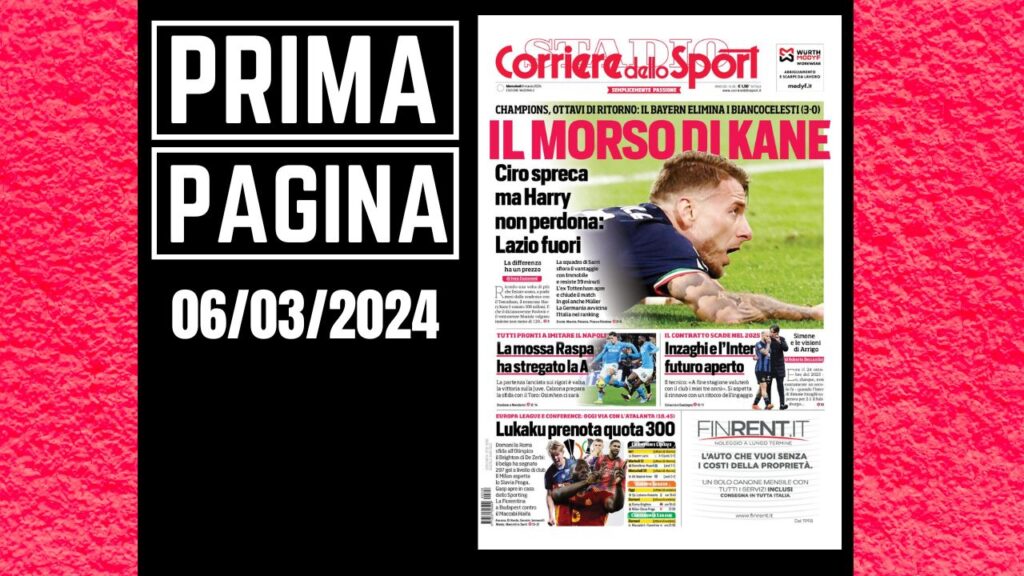 Prima pagina Corriere dello Sport 060322024 PianetaMilan.it