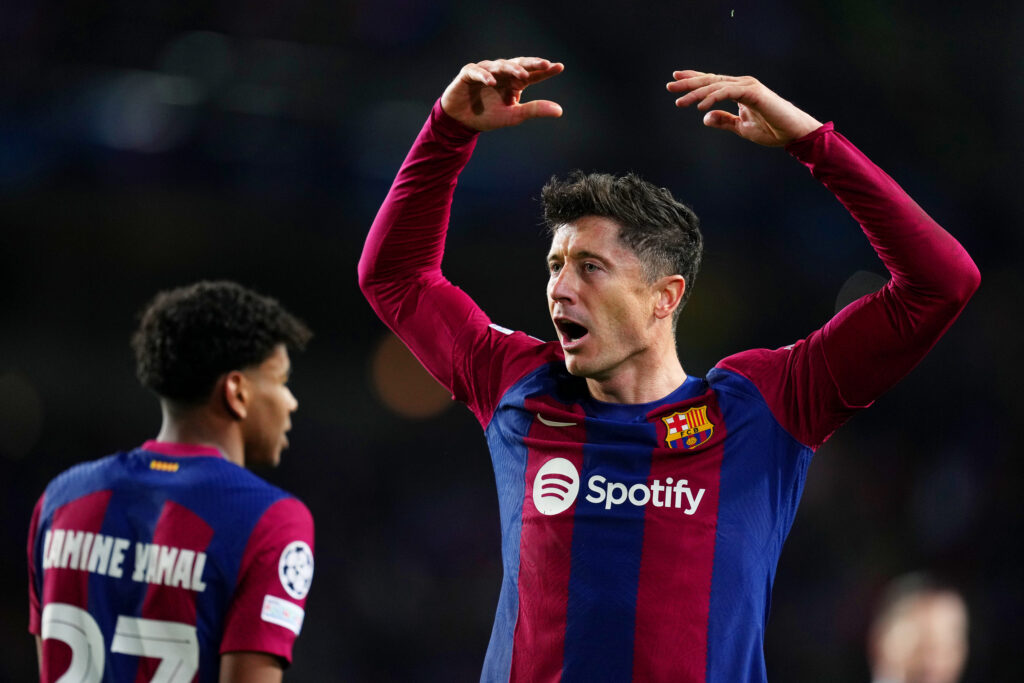 Robert Lewandowski Barcellona-Napoli 3-1 Champions League 2023-24