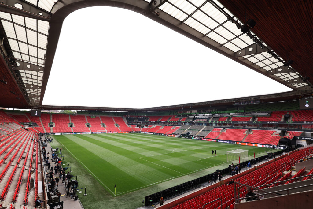 Eden Arena di Praga, stadio che ospiterà Slavia Praga-Milan, match valevole per gli ottavi di finale dell'UEFA Europa League 2023/2024 (getty images)